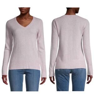 Qi Cashmere V Neck Long Sleeve Sweater Unicorn Purple Size XL